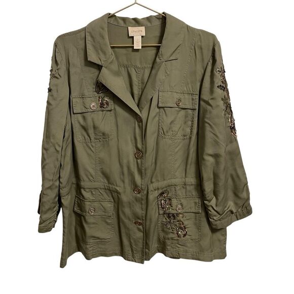 Chico's Jackets & Blazers - Chico's Embellished Military Inspired Artisan Utility Jacket Size 2 or MED